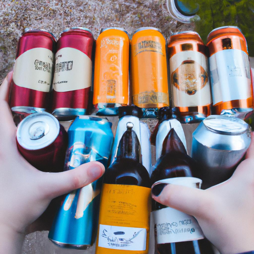 Person holding various craft beers
