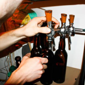 Person bottling homemade beer