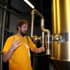 Person explaining beer brewing process