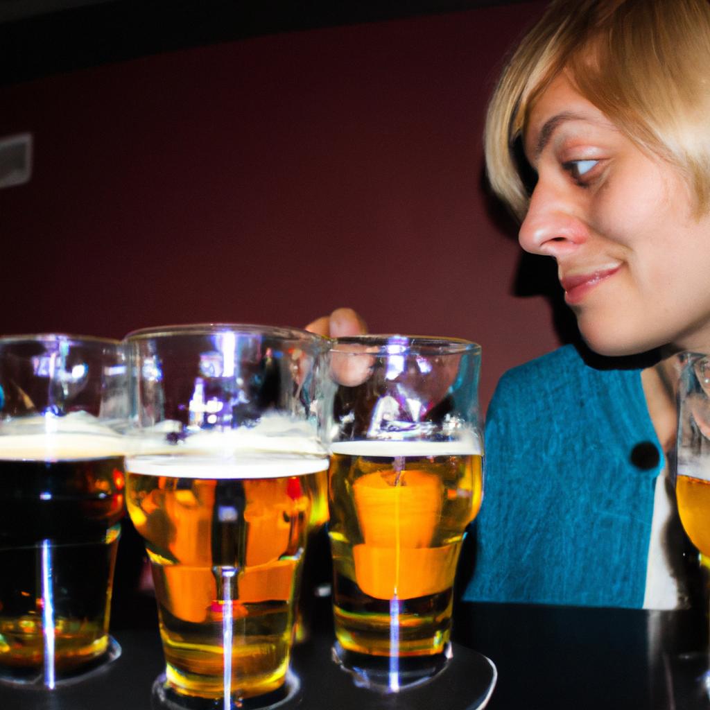 Person tasting different types of beer